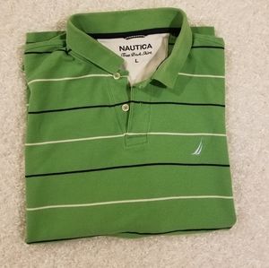 Nautica Mens True Deck Shirt Green w Stripes L